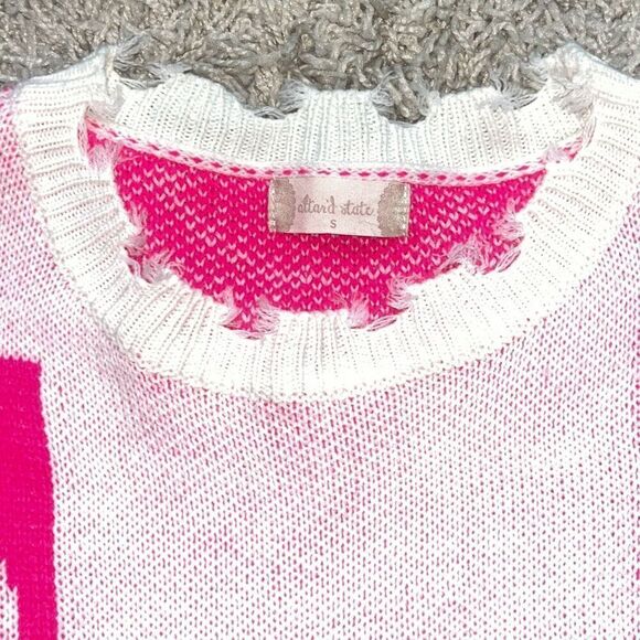 Altar’d State oversized Pink Happy Face Sweater Women’s Small - Picture 3 of 13